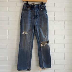 Abercrombie Ankle Straight Ultra High Rise Distressed Jeans 26 2R